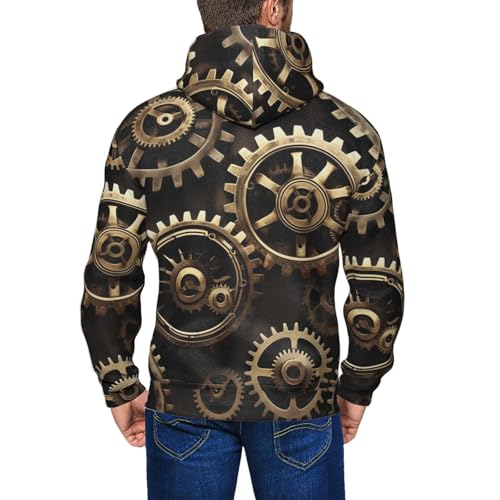 Sweat à capuche steampunk imprimé engrenages avec pull doux et chaud - 7