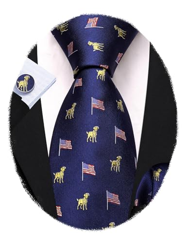 Image of Barry.Wang Man Tie Sets Skull Animal 63 inch Extra Long Necktie Silk Woven Handkerchief Cufflinks Festival Party Gift
