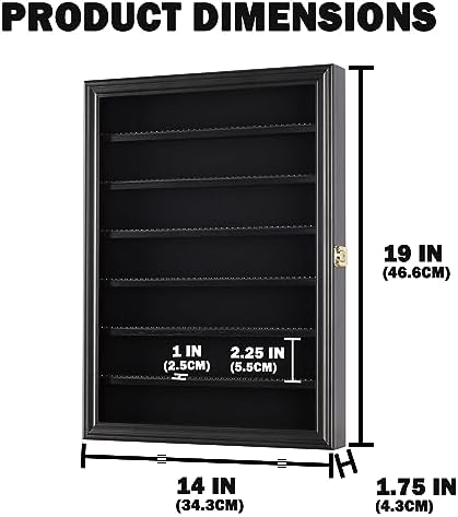 Miniature Action Figures Minifigure Display Case Thimble Wall Cabinet Shadow Box, solid wood (Black)
