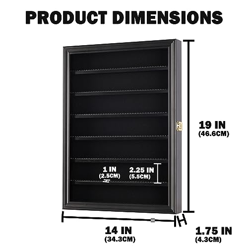 Miniature Action Figures Minifigure Display Case Thimble Wall Cabinet Shadow Box, solid wood (Black)