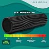 Oceanfoam Soft Tidal Roller (Black) - Low Density Foam Roller for Physical Therapy, Back Pain, Excercise & Stretching - Wave Textured - Yoga, Athletics, Wellness - Full Size, 20 x 5