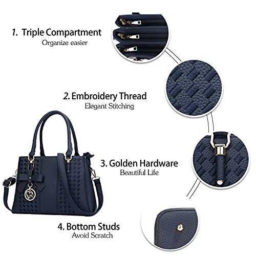 Image of KKXIU Women Satchel Bags Handle Shoulder Handbags and Purses Pockets Zipper Leather Crossbody Bags