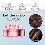 Unique 2-in-1 Design Wet & Dry Scalp Massager Shampoo Bath Brush for Hair Growth & Dandruff Removal, Hair Scrubber with Soft Silicone Bristles, Scalp Exfoliator for Scalp Care (Pink). Christmas Gift. - Image 2