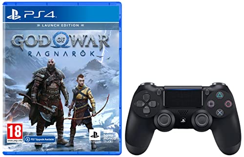 Image of DualSense Wireless Controller Black & God Of War Ragnarok | Launch Edition | PS4 Game (PlayStation 4)