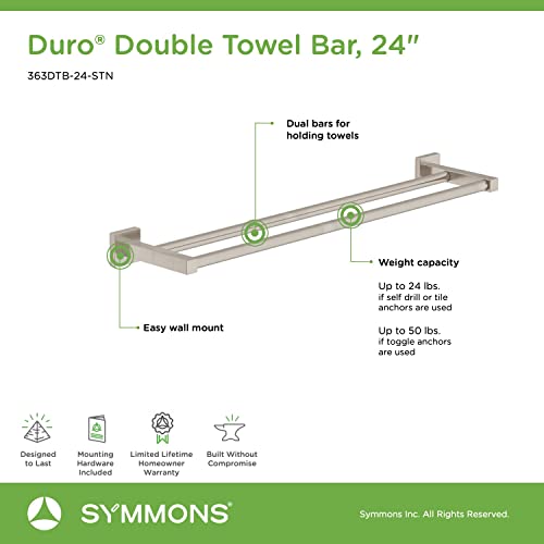Symmons 363Dtb-24-Stn Duro 24 In. Wall-Mounted Double Towel Bar In Satin Nickel #TOP3