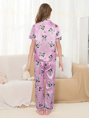 MyFav Pajama Set for Girls Button Down Silky Kids Sleepwear Nightwear Loungewear Clothes Set4