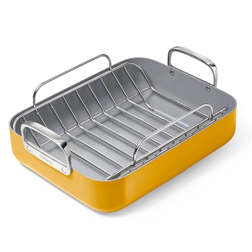 Caraway Roasting Pan - 16x13” Roasting Pan with Rack - Non-Stick Ceramic Coated - Non Toxic, PTFE & PFOA Free - Oven Safe & Compatible with All Stovetops - Marigold Caraway Roasting Pan - 16x13” Roasting Pan with Rack - Non-Stick Ceramic Coated - Non Toxic, PTFE & PFOA Free - Oven Safe & Compatible with All Stovetops - Marigold