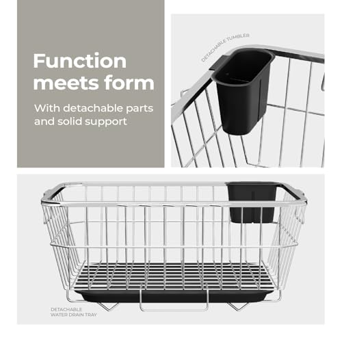 Lifelong Kitchen Organizer Stainless Steel Drying Rack -Vessel,Dish,Utensil Drainer Basket with Drip Tray, Suitable for All Utensils, Crockery, Plates & Curved Dish   with Spoon Holder -Over Sink Bartan Stand - Image 3 thumbnail