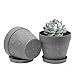 ZMTECH 17,5 cm Blumentopf mit untersetzer, 7 Zoll Kunststoff Terrakotta-Look Pflanzkübel mit Drainagelöchern, Rund Medium übertopf für Innen Draußen Kräuterhaus Pflanzen(Grau, 2er-Set)