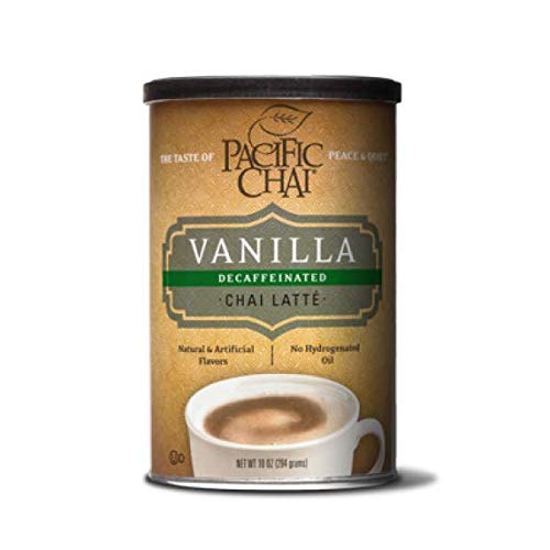 Pacific Chai Decaffeinated Vanilla Chai Latte Mix, 10-Ounce Canisters (Pack of 6)