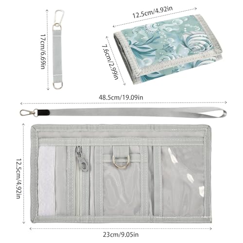 Kids Wallets for Boys Girls Toddler Trifold Wallet Children Small Seashells Algae Bubbles with Zipper Coin Pocket3