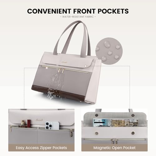 Image of LOVEVOOK Laptop Bag for Women 15.6 Inch Tote Work Professional Leather Computer Briefcase Waterproof Handbag Shoulder Large Capacity Business Teacher Office Crossbody Purse