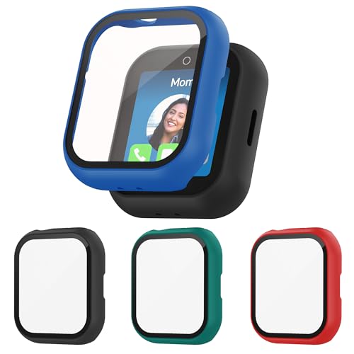 Tiorecime Case for SyncUP Kids Watch 2 with Tempered Glass Screen Protector Shockproof Hard PC Bumper Protective Cover Compatible with SyncUP Kids Watch 2 (Black/Blue/Green/Red)