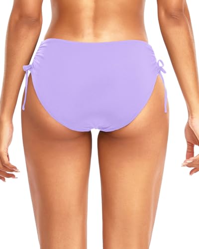 Image of Daci Women Mid Waist Bikini Bottoms - Full Coverage Swim Bathing Suit Bottom Side Tied Swimsuit Bottoms