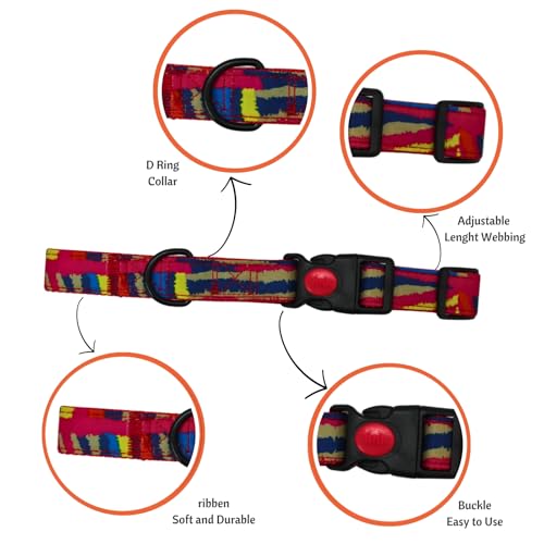 Image of Emily Pets Dog Collar with Safety Locking Buckle, Adjustable Soft Breathable Comfortable Nylon Pet Collar for Small, Medium Dogs and Cats (Color May Vary)