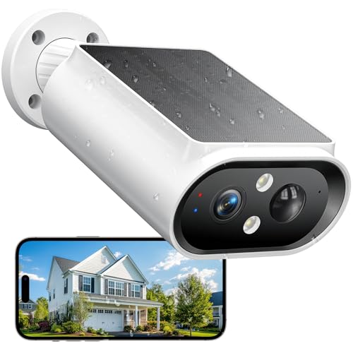 AlkiVision Solar Security Cameras Wireless Outdoor - 2K Night Color Vision Cameras for Home...