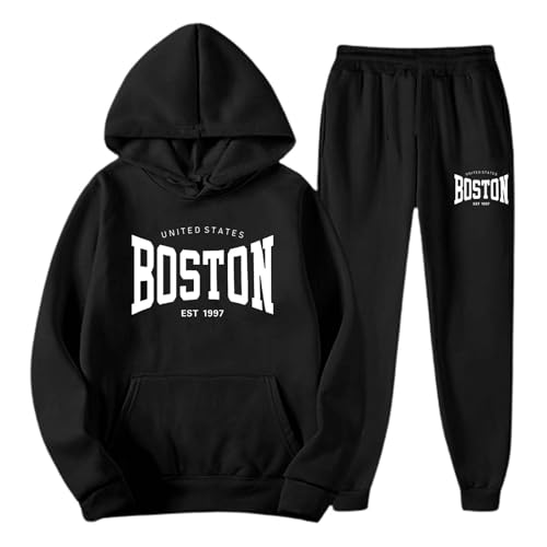 Sweatsuits for Men Boston Graphic Print Hoodies Pullover and Pants Sets Casual Vintage Tracksuits Workout Gym Jogging Suits3