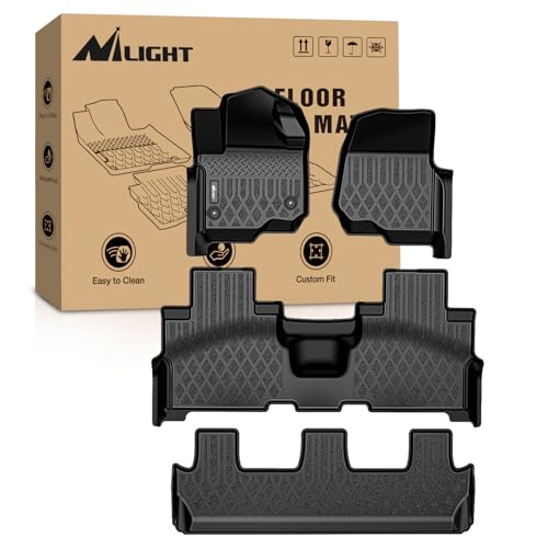 Nilight TPE Floor Mats for Ford Expedition & Max Bench Seat 2018 2019 2020 2021 2022 2023 2024 2025 All Weather Custom Fit Heavy Duty Floor Liners
