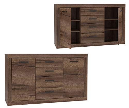 Furniture24 Kommode Trass TRAK231, Sideboard mit 2 Türen und 4 Schubladen,...