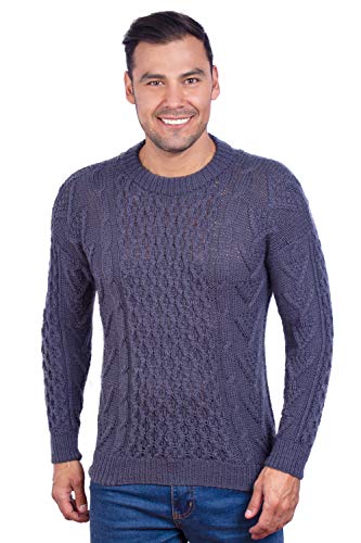 Handmade Warm Irish Aran Alpaca Sweater for Men - Nordic Pullover in Alpaca Wool