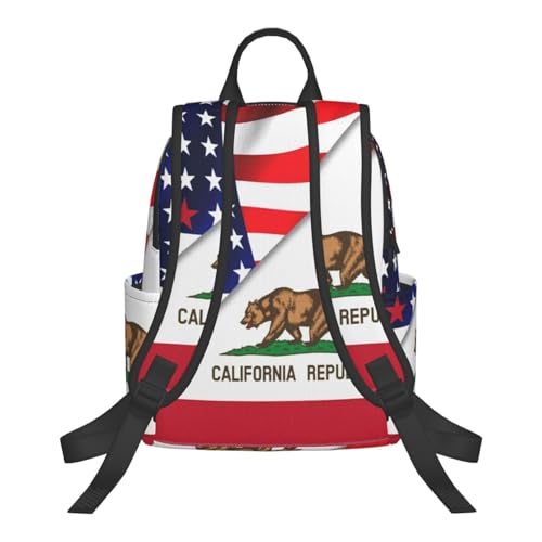 America Flag And California Flag Backpack Lightweight Casual Travel Daypack Mini Classic Basic Backpack For Women Men3