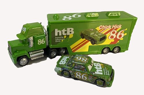 mingpei Movie Cars 2 3 Hauler Mack Truck & Speed Race Car 2PCS Vehicles Jackson Storm Cruz Ramirez Vehicles (Green No.86)