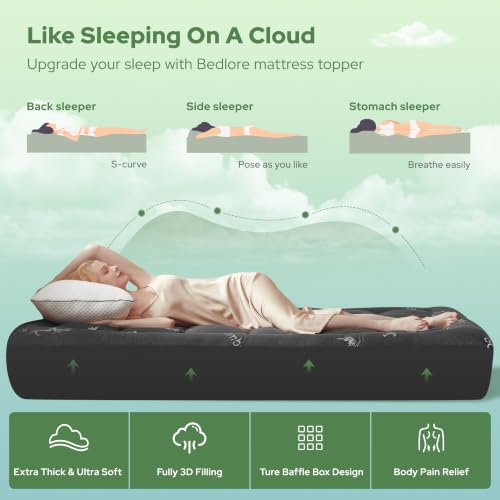 Image of BEDLORE Twin XL Mattress Topper , Pillow Top Mattress Pad