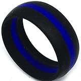 Jude Jewelers 8mm Surgical Grade Hypoallergenic Silicone Wedding Band Anniversary Statement Ring (Black Blue, 10)