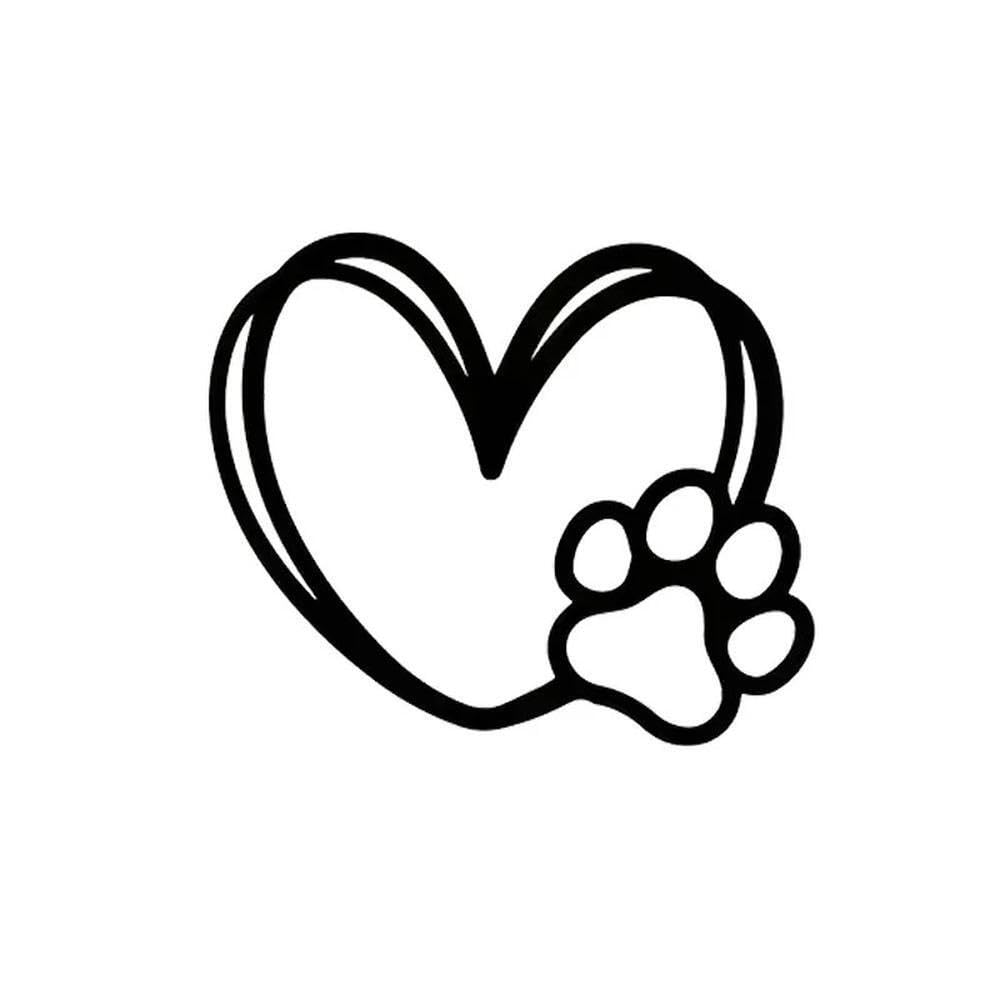 Dog Paw Heart Shaped Car Sticker Car Decal(Black)