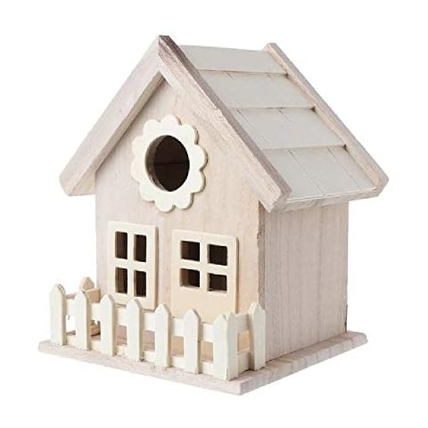 GHKK Casa de pájaro de Madera Creativa Jaula de cría Caja Nido de alimentación Jardín Patio Trasero Balcón Colgante Valla de simulación Pajarera Decoración del hogar Cover