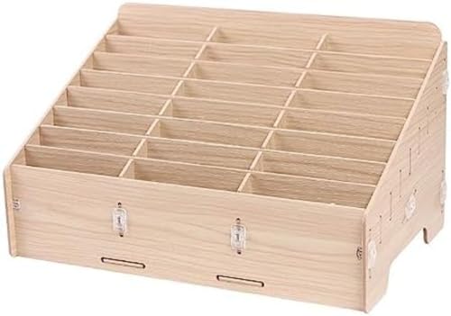 収納ボックス カードスタンド 多機能 携帯電話 卓上 木製 カード収納 カード立て スマホ収納ラック 収納ケース スマートフォン 小物入れ 整理箱 大容量 学校 試験 オフィス 教室用 塾用 スマートフォン 一時預かり 便利 端末管理 (24 パーティショ