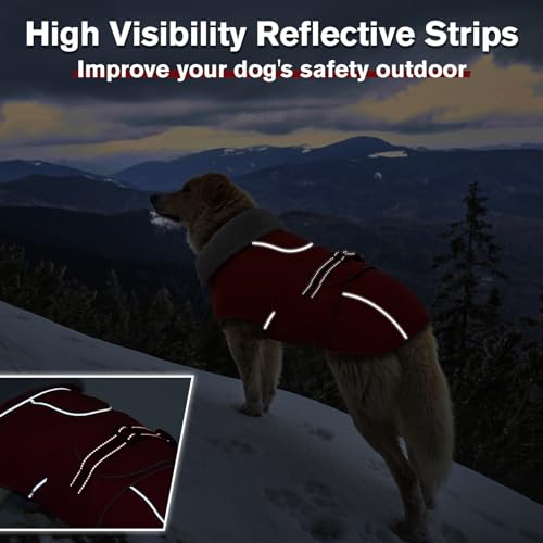 Lelepet Warm Dog Coat Reflective Dog Fleece Vest Waterproof Dog Jacket Windproof Dog Winter Coat Dog Cold Weather Coats thumb #2