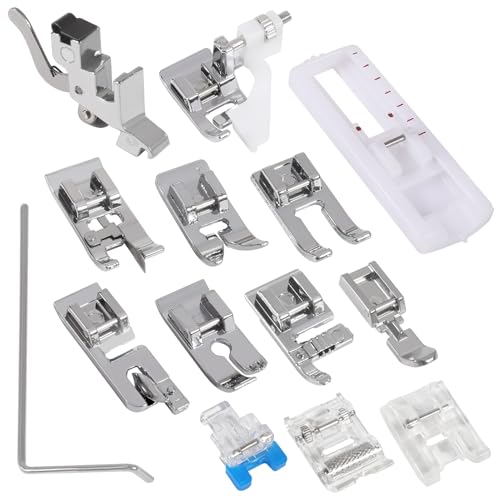 14PCS Sewing Presser Foot Set Sewing Machine Kit Household Multifunctional Presser Feet Kit for Most Low Shank Sewing Machines for Brother for Singer