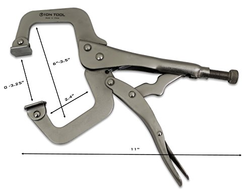 Ion Tool 11” C-Clamp Locking Pliers, Large, Swivel Pads #TOP3