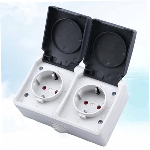 Enchufe doble de pared de 250V UPKOCH con tapa tipo alemán para interior y exterior 3