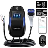 LEISHENG ENERGY 7.4 kW Smart EV Charger 32A, Type 2 Home Wallbox with 6m Cable, WiFi App Control, 4.3'' LED Display, IP65 Waterproof, Single Phase Electric Car Charger Black 7kW