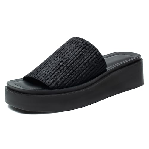 Women's knit platform sandal with Memory Foam
