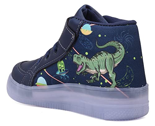 Tenis Botinha Masculino De Led Infantil Dinossauro Personagem DIversão Luzinha Cor:Azul; Tamanho:27