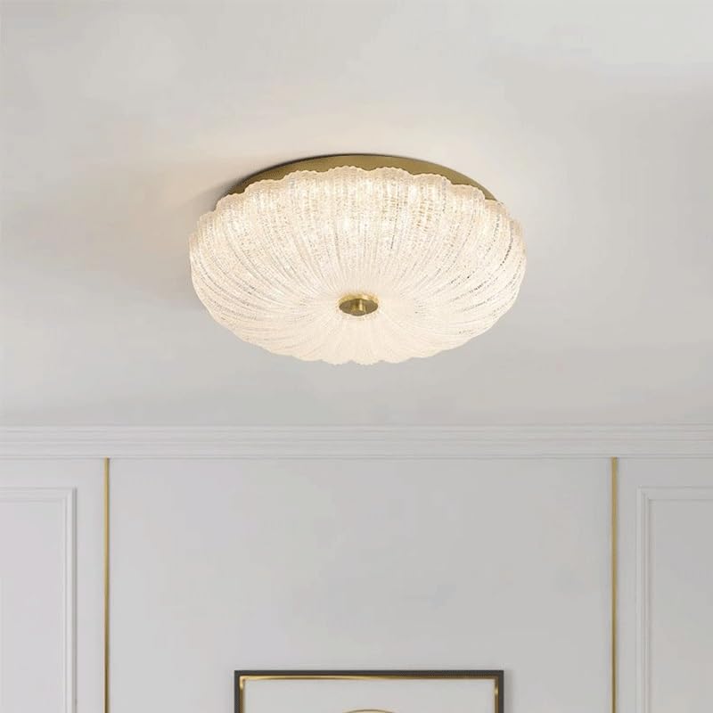 Lámpara de techo de cristal blanco estilo francés de lujo con luz LED regulable 4