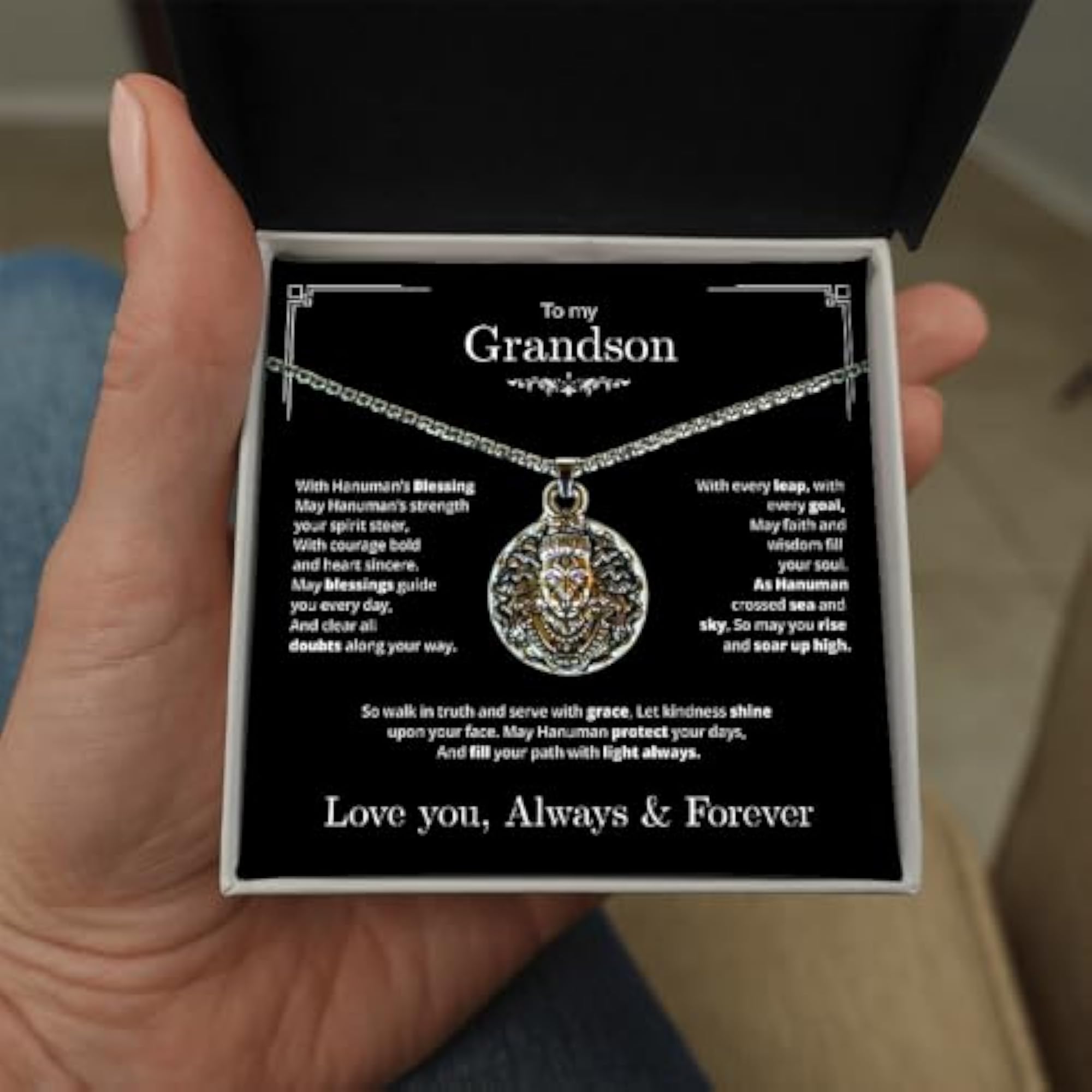 For My Grandson Hanumanji Pendant Necklace, Birthday Gift