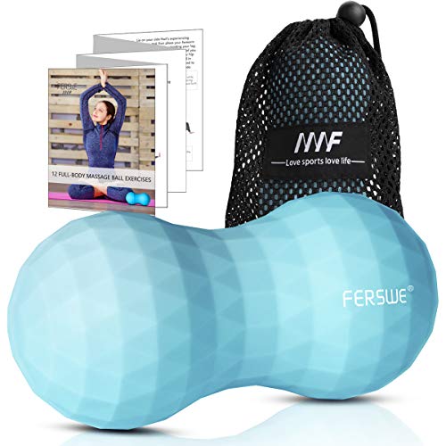 Ferswe - Pelota de masaje de cacahuete de silicona, doble lacrosse para cuello en la parte trasera, pie de cadera y punto de disparo y bola de masaje de tejido profundo para liberación miofascial
