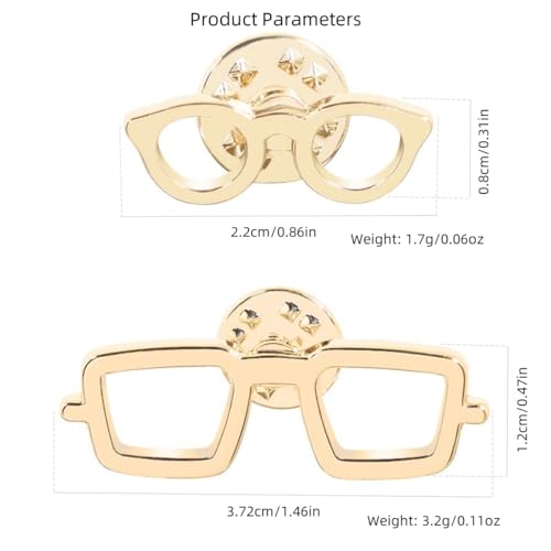 Image of 2pcs Cute Eyeglasses Frame Brooches for Women Unisex Golden Eyewear Shaped Lapel Pins Iniature Badge Dress Suit Collar Accessories Crafts Holiday Birthday Chic Jewelry