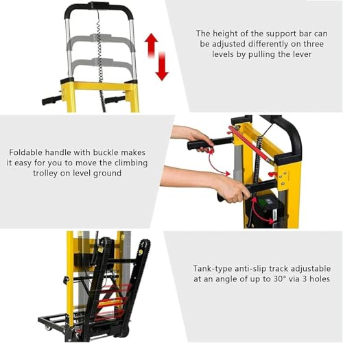 Carrello elettrico per salire le scale, resistente, con binario antiscivolo e velocità regolabili per un facile trasporto delle scale