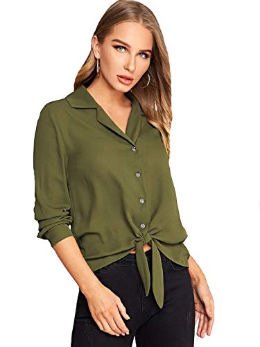 Image of MIZAGO Women's Top (Olive-Knot-Shirt Olive Green Small)
