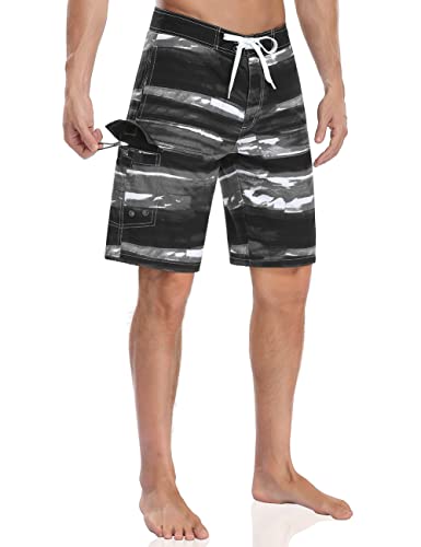 Nonwe Men's Swim Trunks Quick Dry with Pocket Adjustable Waist Board Shorts3