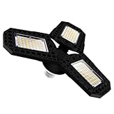 Hoement LED Folding Garage Light 80w High Brightness Deformable LED Warehouse Ceiling Lamp for Workshop Basement Barn Attic Mining Lighting Tool