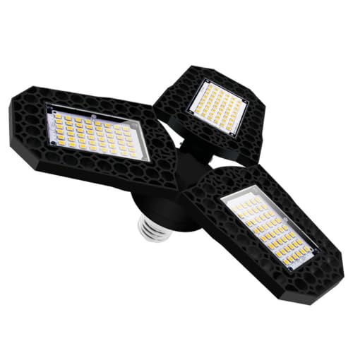 Hoement LED Folding Garage Light 80w High Brightness Deformable LED Warehouse Ceiling Lamp for Workshop Basement Barn Attic Mining Lighting Tool