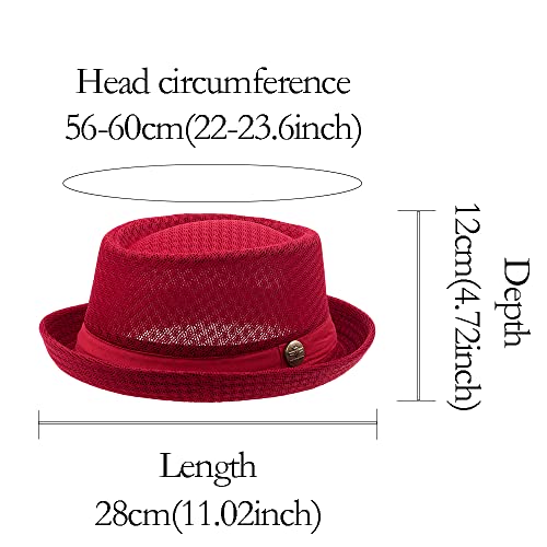 Image of 2 /6 pcs Mesh Pork Pie Straw Hat Summer 1920S Costume Party Cap Fedora Dad Bowler Flat Top Men