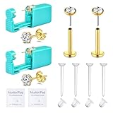 VFUN Ohrloch Stecher Set,Ohrlöcher Selber Stechen Set,Pircingssets Ohr Lippenpiercing Intimpiercing Damen Ohrlochpistole Piercing Nadel Piercing Set