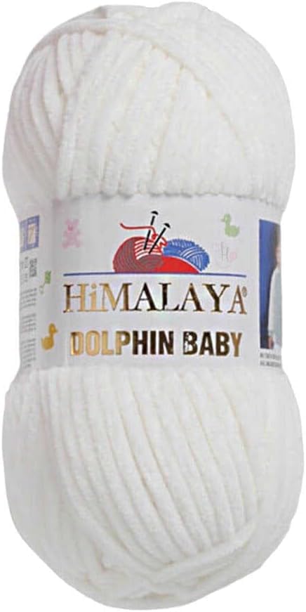 Himalaya Dolphin Baby Yarn Each Skein 100gr 120m Super Bulky Yarn for Knitting&Crocheting Ideal for Cardigans Shawls Blankets Hats and Home Textiles (1, 80363 Off White) — image 1